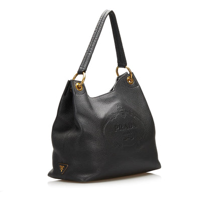 Prada Canapa Logo Vitello Phenix Shoulder Bag (SHG-35361)