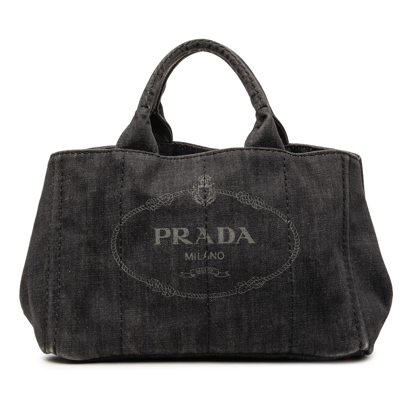 Prada Denim Canapa Logo Tote