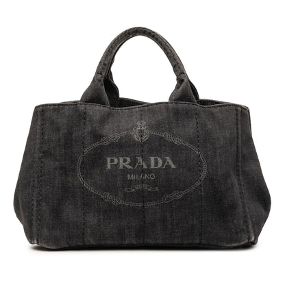 Prada Denim Canapa Logo Tote