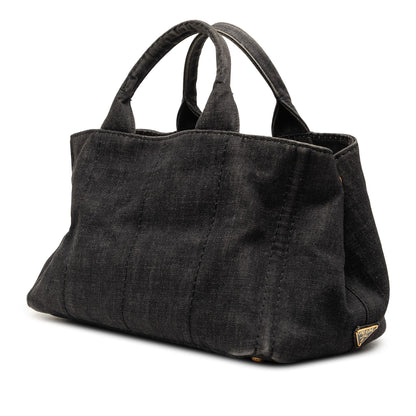 Prada Denim Canapa Logo Tote