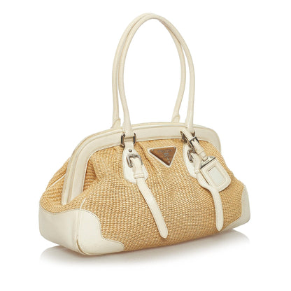 Prada Frame Raffia Shoulder Bag (SHG-29204)