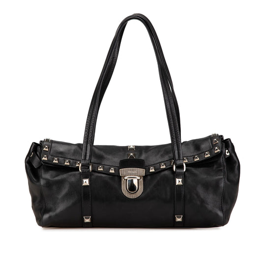 Prada Leather Studded Easy Shoulder Bag