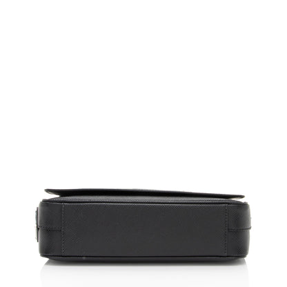 Prada Leather Triangle Logo Flap Shoulder Bag (SHF-gkkZ4n)