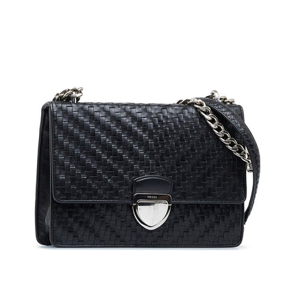 Prada Madras Chain Shoulder Bag (SHG-SmrfbK)