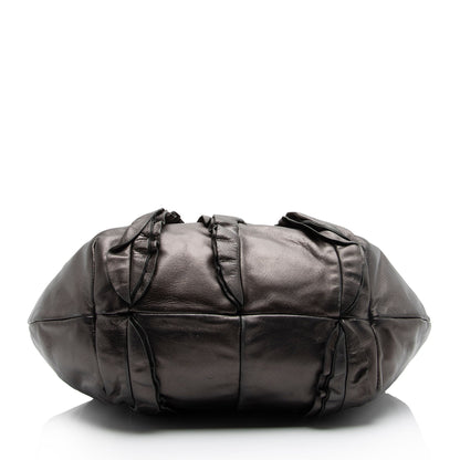 Prada Metallic Nappa Leather Ruffle Shoulder Bag (SHF-Hfs72c)