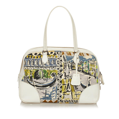 Prada Printed Canvas Shoulder Bag (SHG-37589)