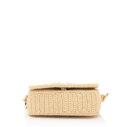 Prada Raffia Logo Flap Shoulder Bag (SHF-vAij0V)