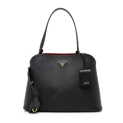 Prada Saffiano Cuir Leather Matinee Shoulder Bag (SHF-23633)