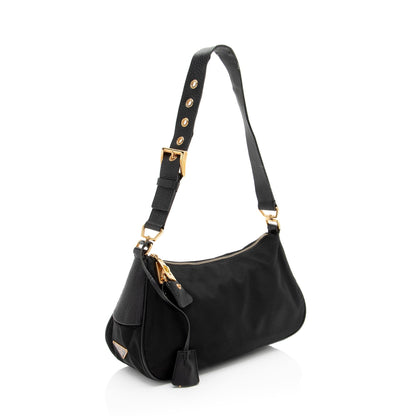 Prada Tessuto Vitello Daino Zip Lock Shoulder Bag