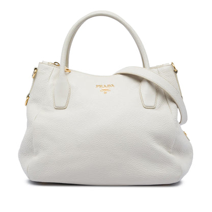 Prada Vitello Daino Zip Top Convertible Tote