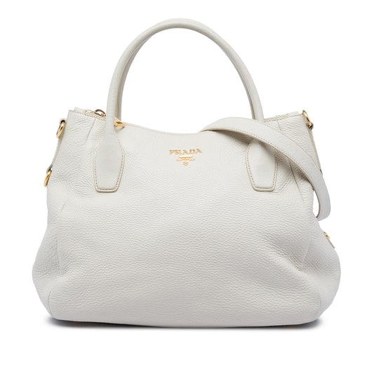 Prada Vitello Daino Zip Top Convertible Tote