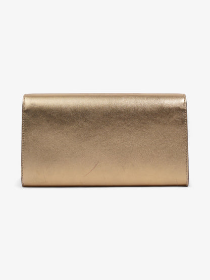 Louis Vuitton Louise Clutch Gold Leather
