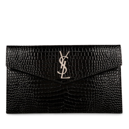 Saint Laurent Croc Embossed Uptown Clutch
