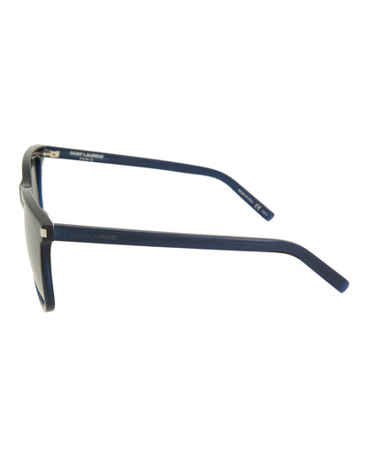 Saint Laurent Womens Square/Rectangle Blue Blue Silver Fashion Designer Eyewear