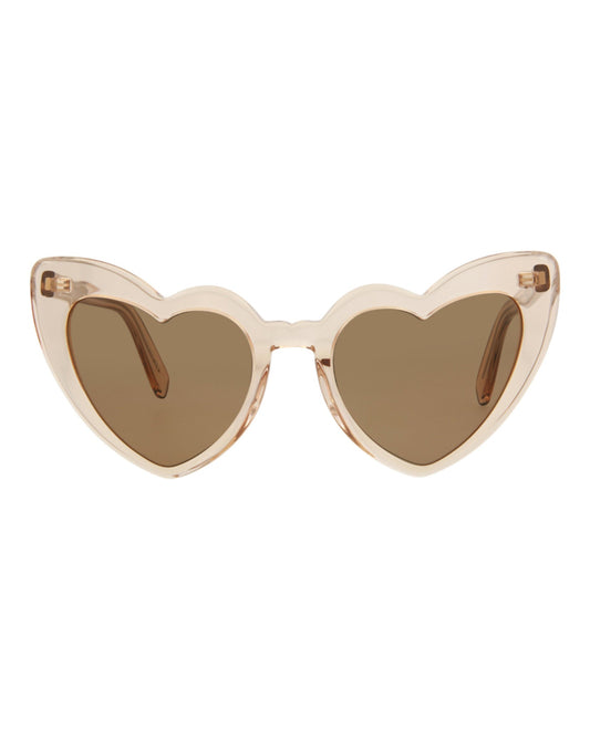 Saint Laurent Womens Cat Eye Nude Brown Fashion Designer Eyewear
