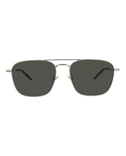 Saint Laurent Unisex Aviator Silver Silver Grey Fashion Designer Eyewear