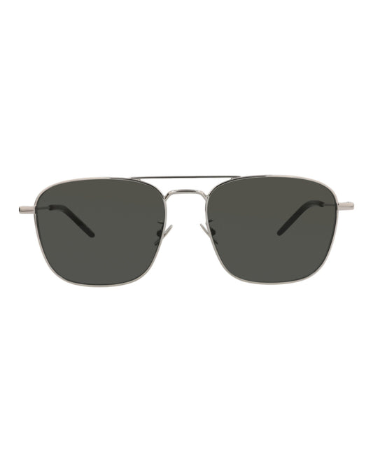 Saint Laurent Unisex Aviator Silver Silver Grey Fashion Designer Eyewear