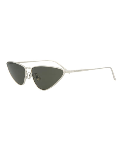 Saint Laurent Womens Cat Eye Silver Silver Grey Fashion Designer Eyewear