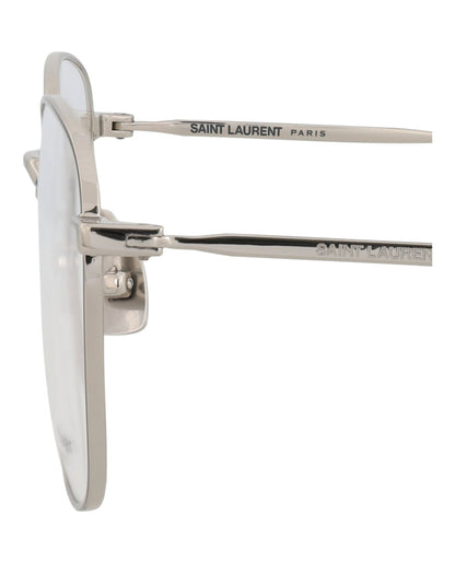 Saint Laurent Unisex Round/Oval Silver Silver Transparent Fashion Designer Eyewear