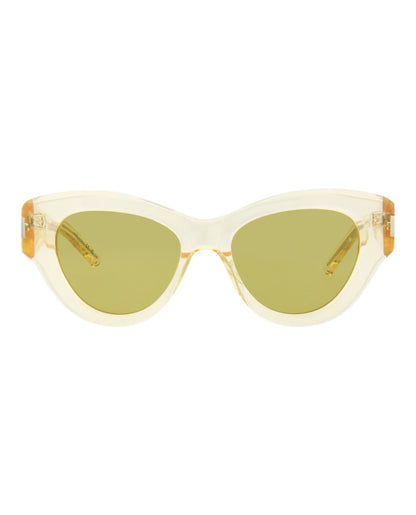 Saint Laurent Womens Cat Eye Yellow Yellow Green Fashion Designer Eyewear
