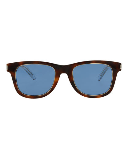 Saint Laurent Unisex Square/Rectangle Havana Crystal Blue Fashion Designer Eyewear