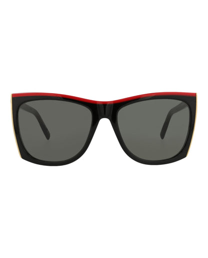 Saint Laurent Womens Square/Rectangle Black Black Grey Fashion Designer Eyewear