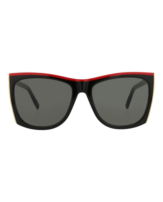 Saint Laurent Womens Square/Rectangle Black Black Grey Fashion Designer Eyewear
