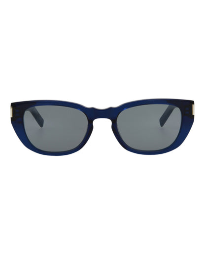 Saint Laurent Mens Round/Oval Blue Blue Silver Fashion Designer Eyewear