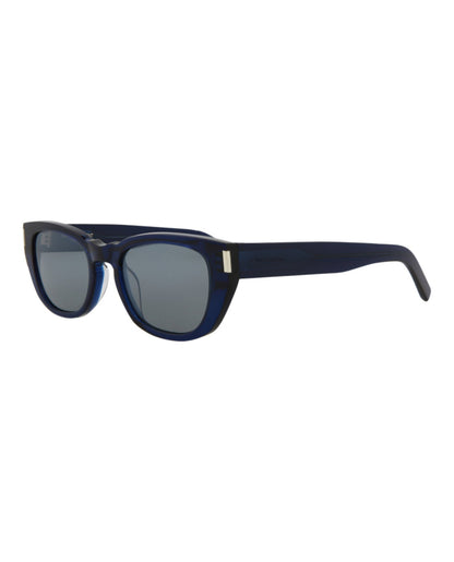 Saint Laurent Mens Round/Oval Blue Blue Silver Fashion Designer Eyewear
