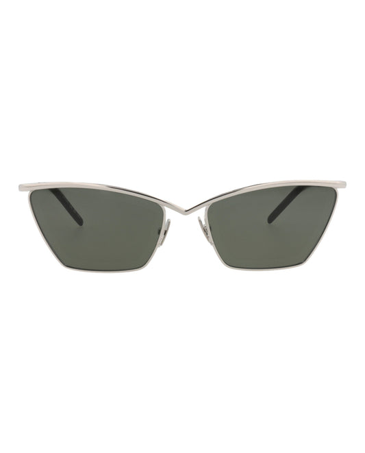 Saint Laurent Womens Cat Eye Silver Silver Grey Fashion Designer Eyewear