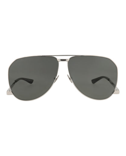 Saint Laurent Mens Aviator Silver Silver Grey Fashion Designer Eyewear