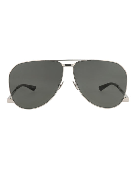 Saint Laurent Mens Aviator Silver Silver Grey Fashion Designer Eyewear