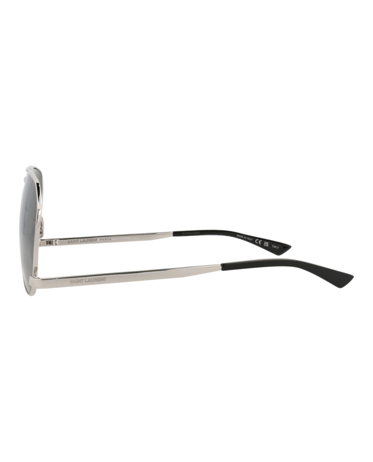 Saint Laurent Mens Aviator Silver Silver Grey Fashion Designer Eyewear