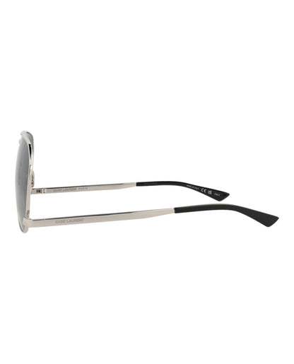Saint Laurent Mens Aviator Silver Silver Grey Fashion Designer Eyewear