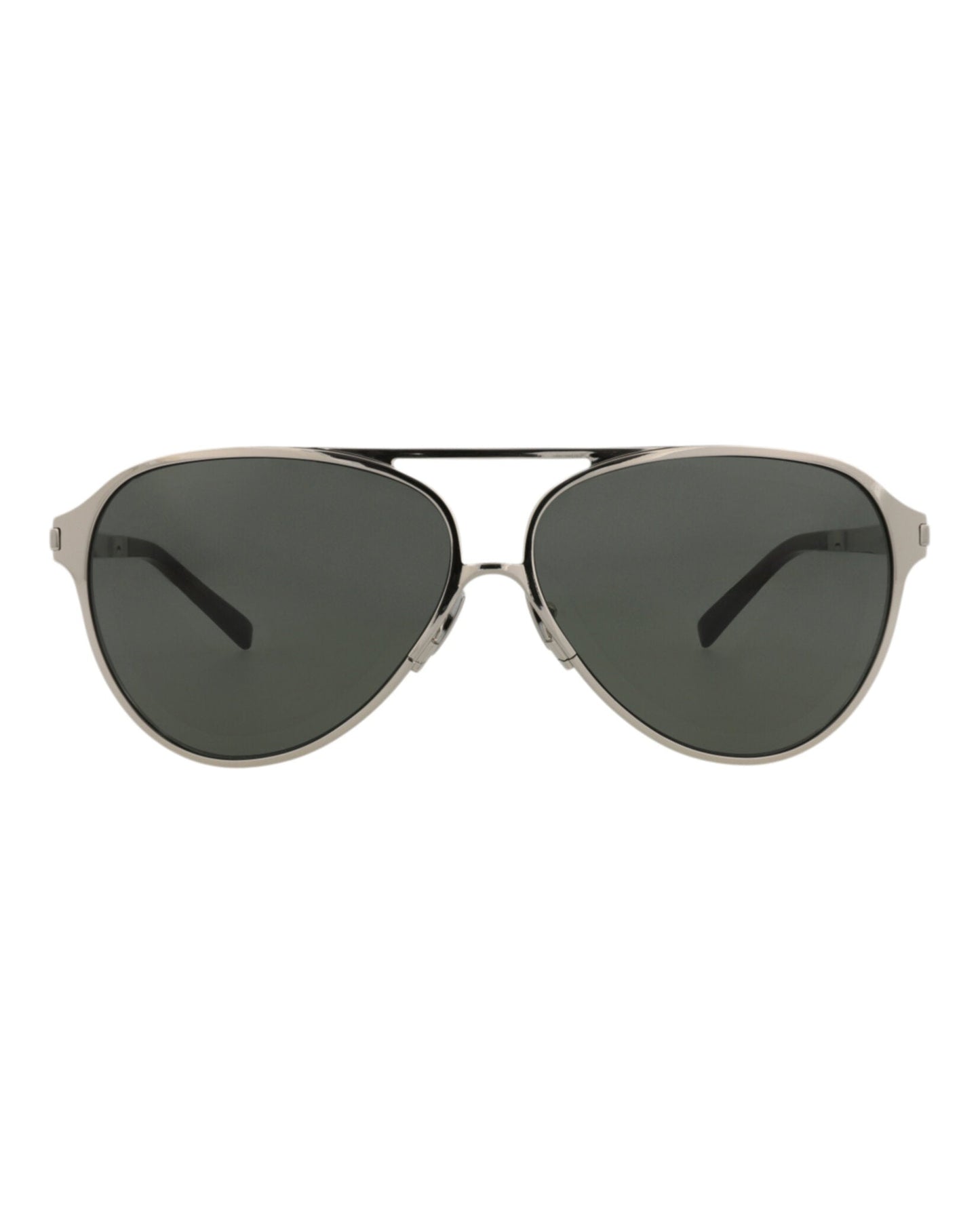 Saint Laurent Unisex Aviator Silver Silver Grey Fashion Designer Eyewear