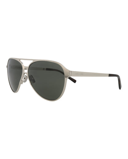Saint Laurent Unisex Aviator Silver Silver Grey Fashion Designer Eyewear