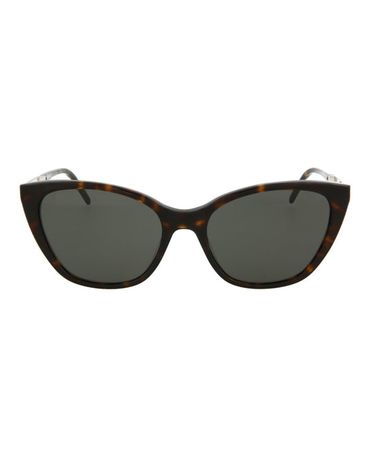 Saint Laurent Womens Cat Eye Havana Silver Grey Fashion Designer Eyewear
