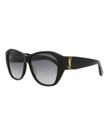 Saint Laurent Womens Round/Oval Black Black Grey Fashion Designer Eyewear