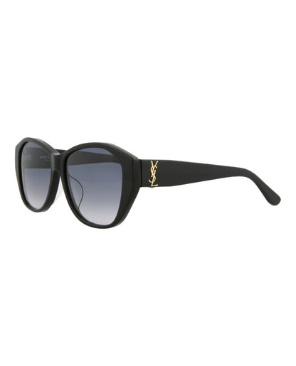 Saint Laurent Womens Round/Oval Black Black Grey Fashion Designer Eyewear