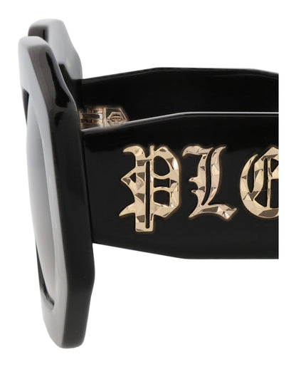 Philipp Plein Womens Square/Rectangle Black Black Green Fashion Designer Eyewear