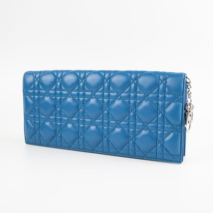 Christian Dior Cannage Lambskin Blue Clutch