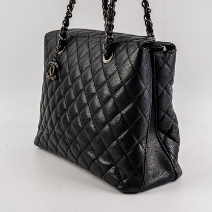 Chanel Caviar Shoulder Tote Bag Black