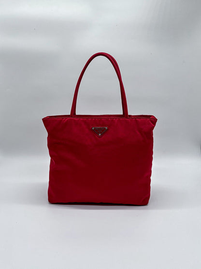 Prada Red Nylon City Tote Bag