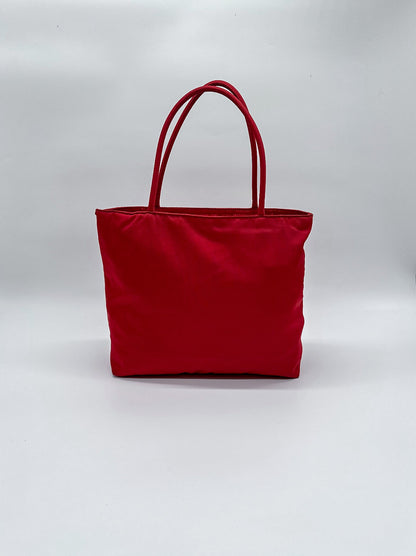 Prada Red Nylon City Tote Bag