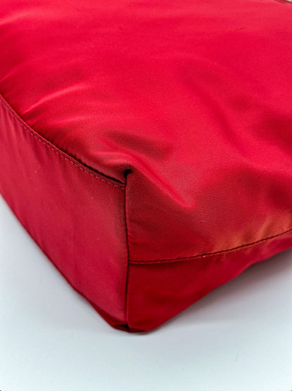 Prada Red Nylon City Tote Bag