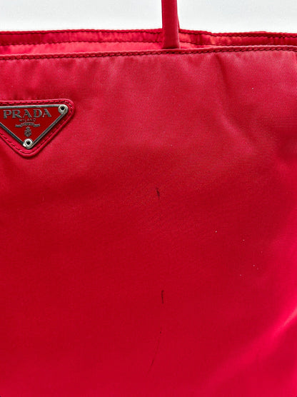 Prada Red Nylon City Tote Bag