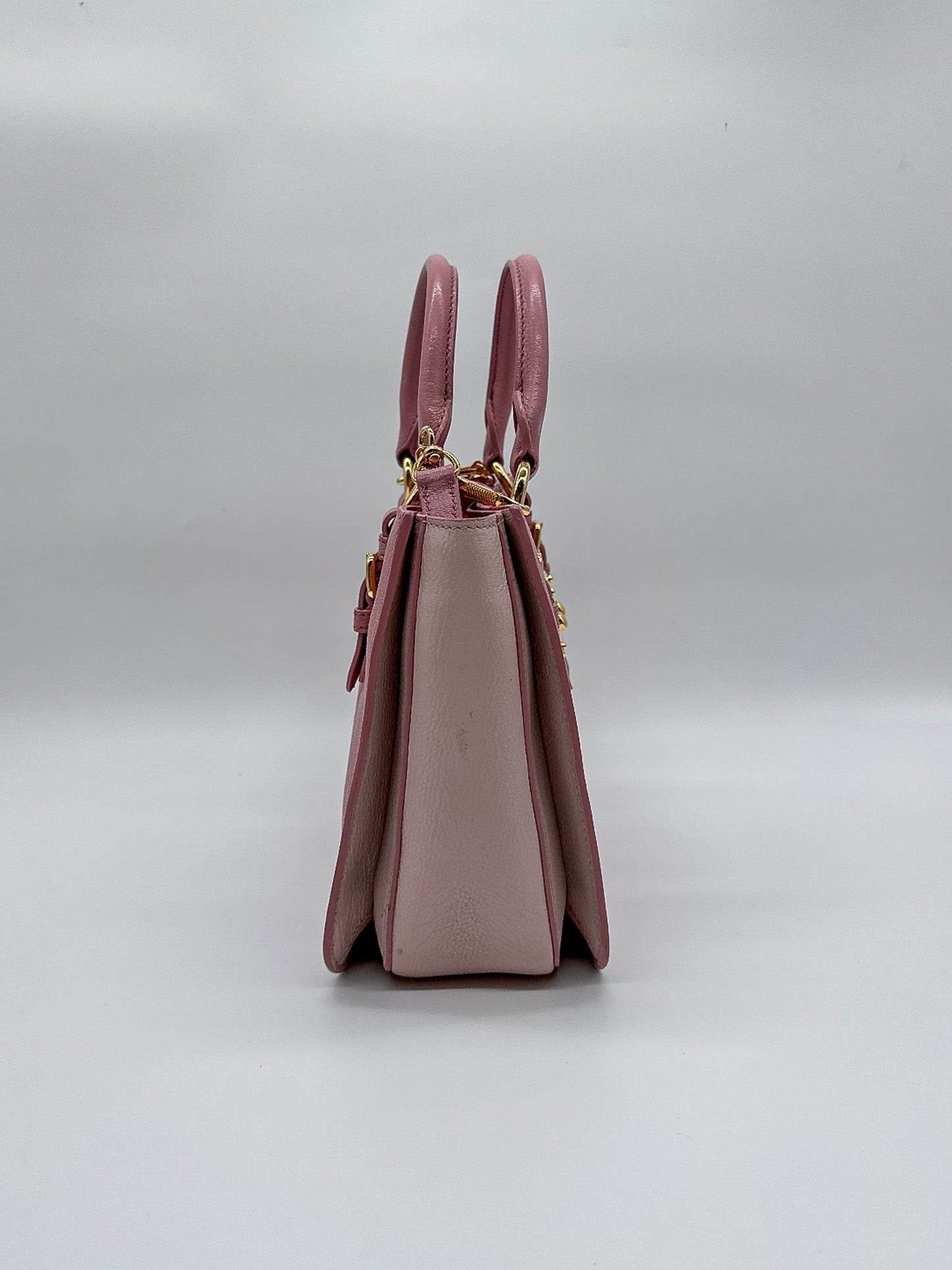 Miu Miu Pink Madras Leather Top Handle Crossbody Bag