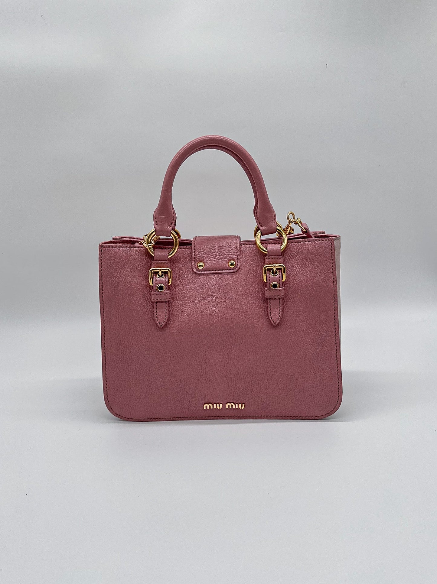 Miu Miu Pink Madras Leather Top Handle Crossbody Bag