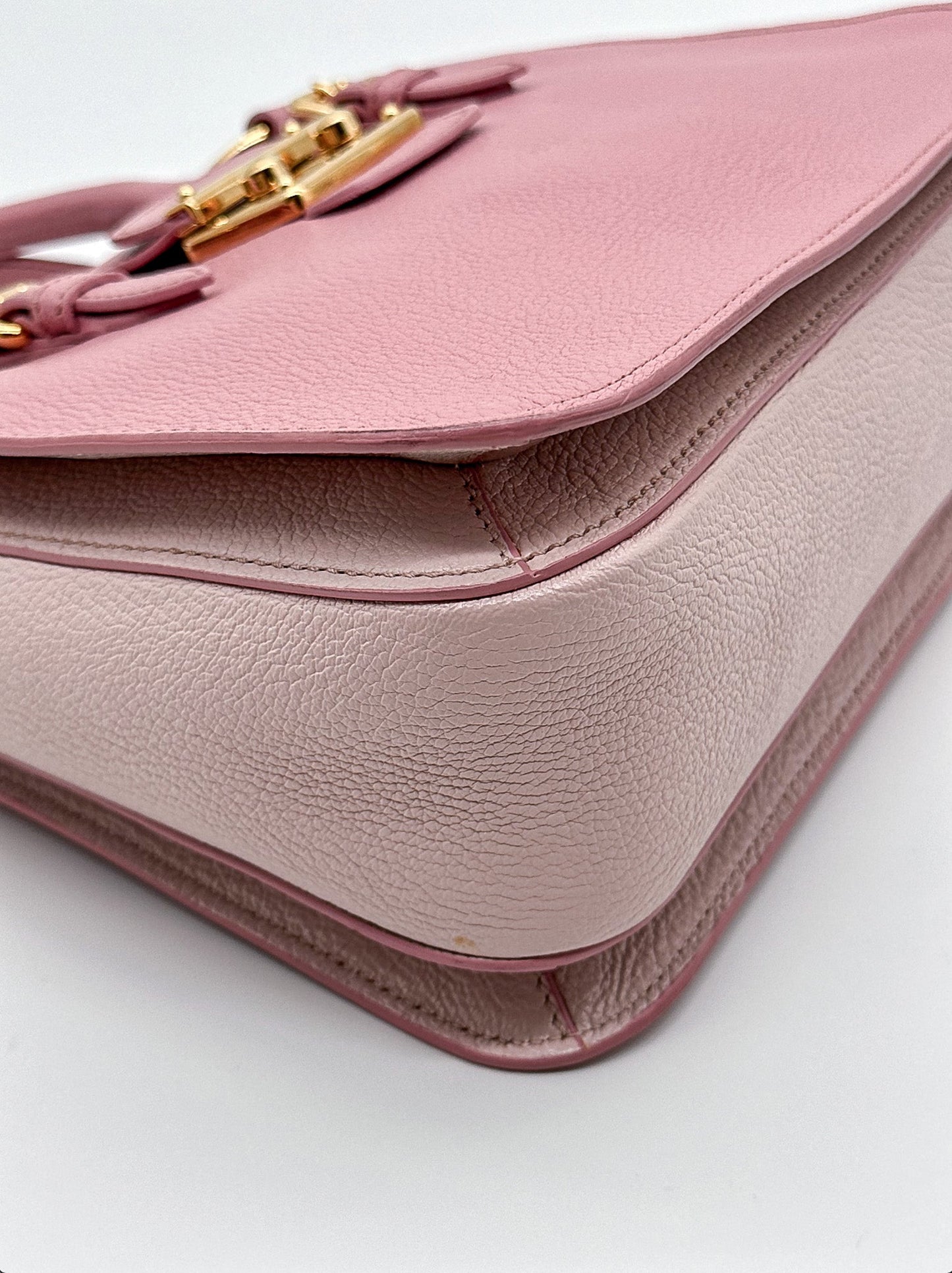 Miu Miu Pink Madras Leather Top Handle Crossbody Bag