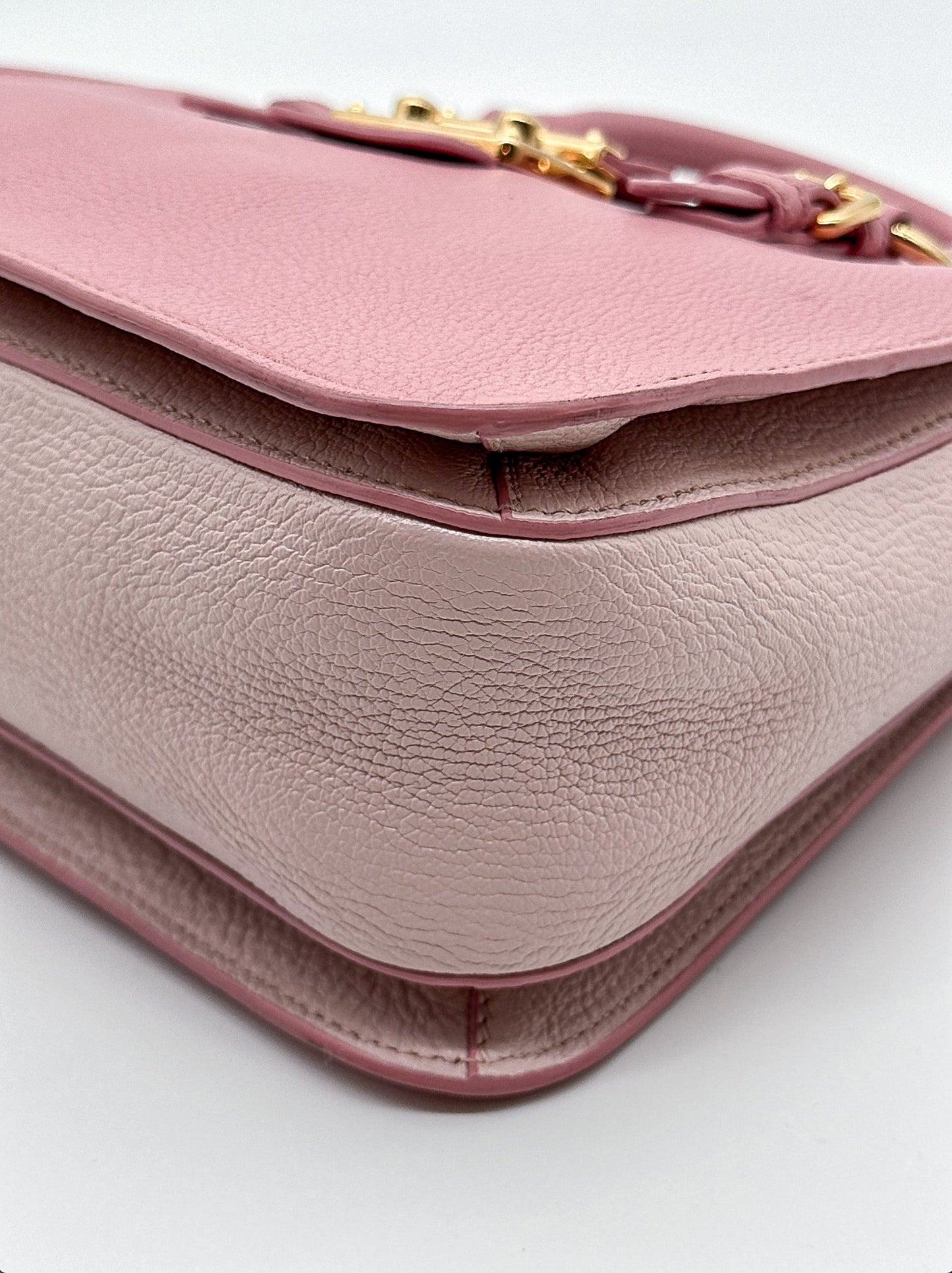 Miu Miu Pink Madras Leather Top Handle Crossbody Bag